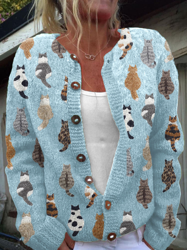 Charlotte™ | Cardigan avvolgente con stampa di gatti