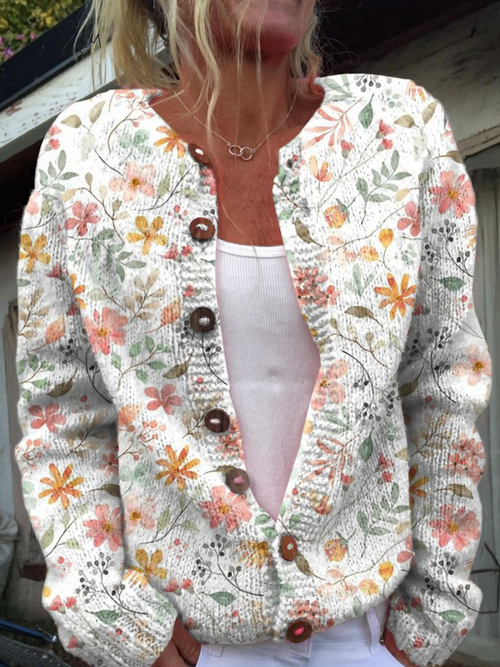 Greta™ | Cardigan vintage in maglia floreale