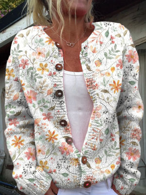 Greta™ | Cardigan vintage in maglia floreale