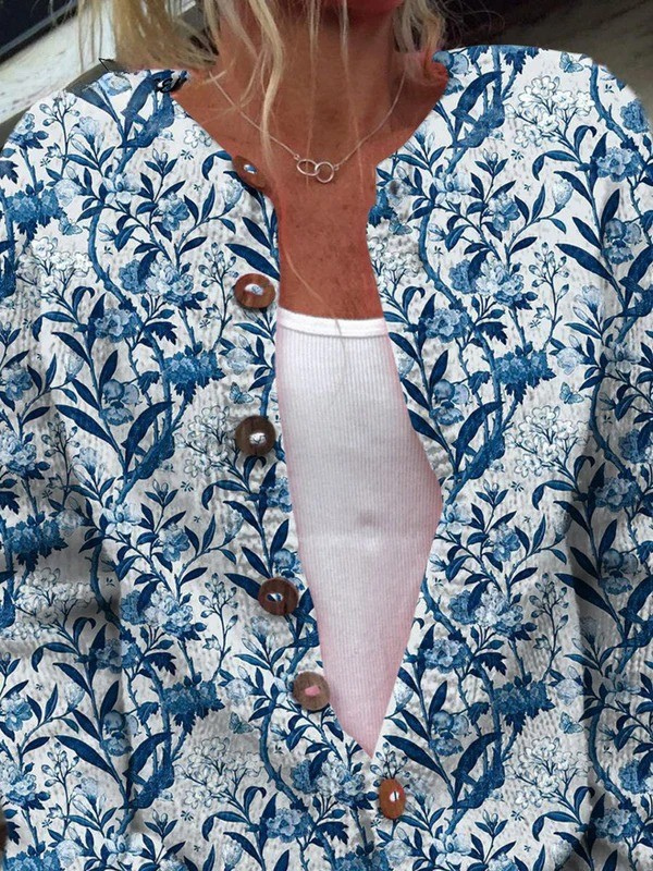 Tiverly™ | Cardigan vintage floreale con bottoni