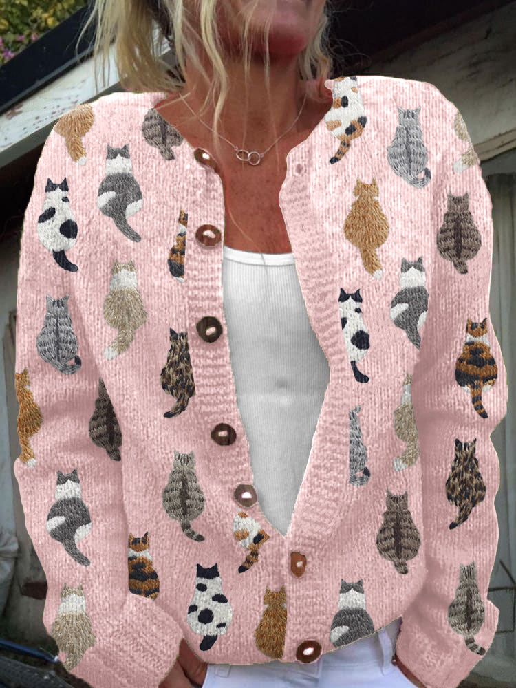 Charlotte™ | Cardigan avvolgente con stampa di gatti
