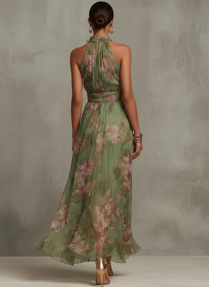 Livia | Abito Maxi Halter Floreale Elegante