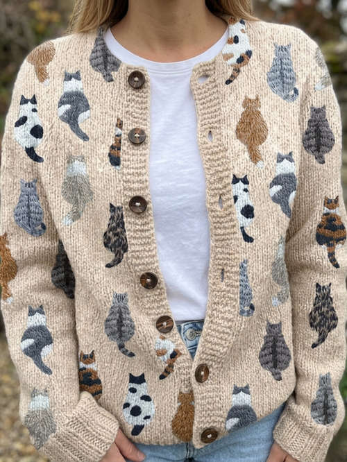 Charlotte™ | Cardigan avvolgente con stampa di gatti