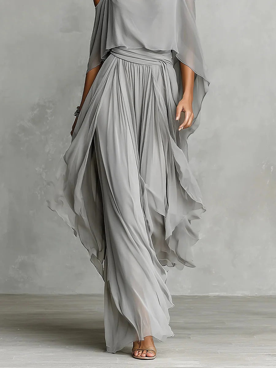 Renata | Conjunto de Fluido Grigio con Top de Tirantes y Pantalones Livianos